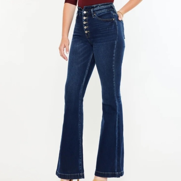 KanCan Curvy Blairen Ultra High Rise Flare Jeans Button Fly 15 31 - Picture 1 of 9
